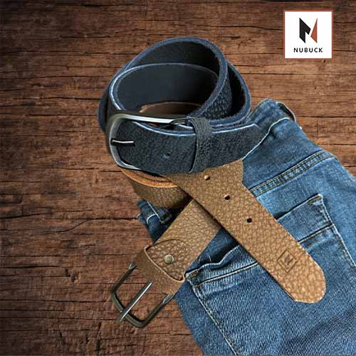 Nubuckhub | Textured Tan Leather Belt with High-Quality Pin Buckle