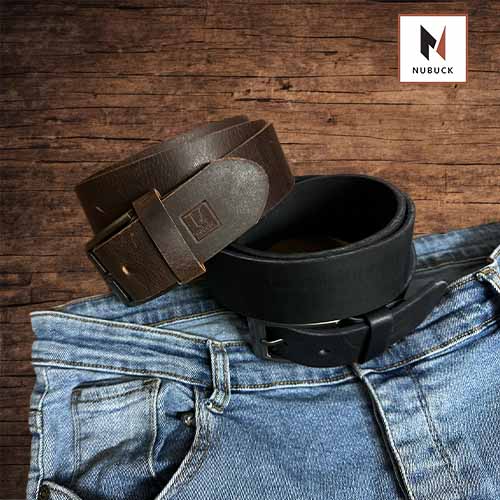 Nubuckhub |Brown Leather Belt with High-Quality Pin Buckle