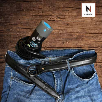 Nubuckhub | Formal Black Leather Belt with High-Quality Pin Buckle