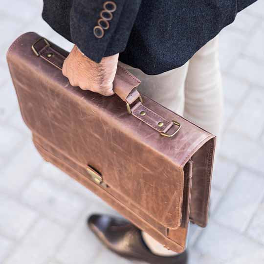 Nubuck Hub: Stylish Brown Leather Laptop Bag for Men and Women