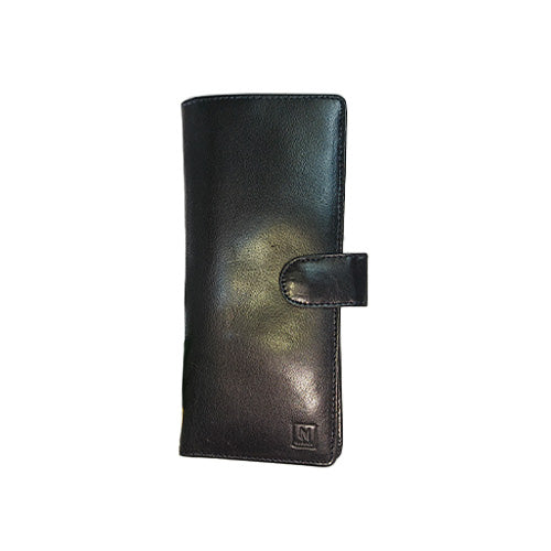 Premium Leather Cheque Book Cover with Pen Holder - Color Black