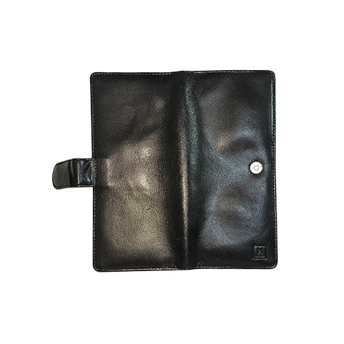 Premium Leather Cheque Book Cover with Pen Holder - Color Black