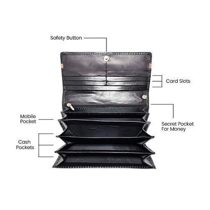Premium Ladies Leather Wallets -  Color Black