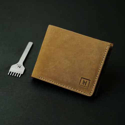 NUBUCK HUB Leather's Light Brown Slim Bi-fold Smart-Leather Men’s Wallet
