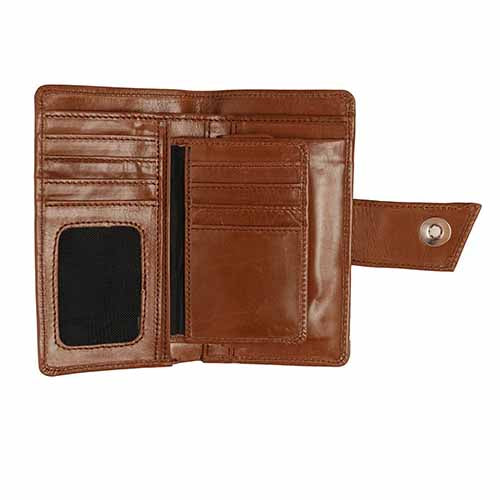 NUBUCK HUB Leather's Glossy Light Brown | Men’s Slim Bi-fold Wallet