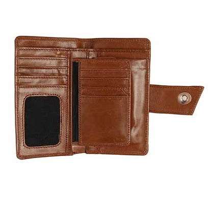 NUBUCK HUB Leather's Glossy Light Brown | Men’s Slim Bi-fold Wallet