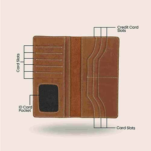 NUBUCK HUB Leather's Light Brown Men's Slim Bi-fold Wallet: Long shape  & Smart Design with Extra Space for Credit Cards and Cash