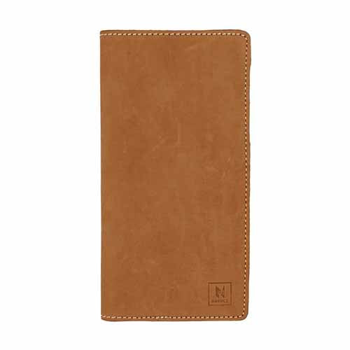 NUBUCK HUB Leather's Light Brown Men's Slim Bi-fold Wallet: Long shape  & Smart Design with Extra Space for Credit Cards and Cash