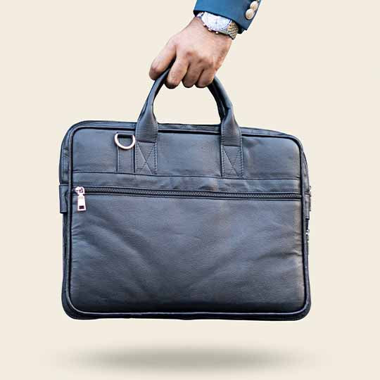 Nubuck Hub: Classic Black Laptop Bag - Style & Functionality Combined!