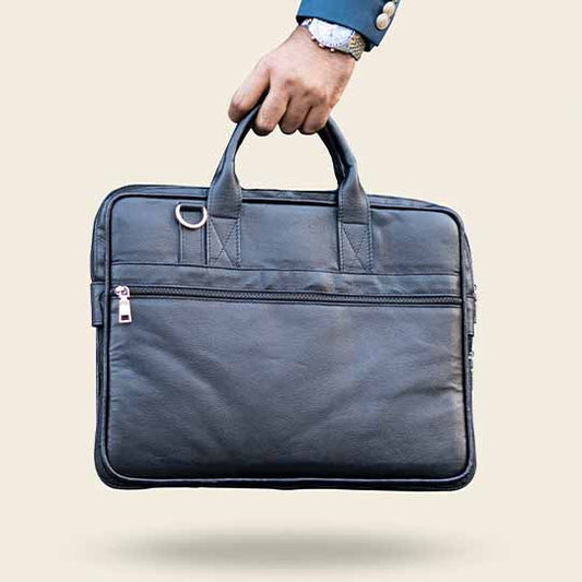 Nubuck Hub: Classic Black Laptop Bag - Style & Functionality Combined!